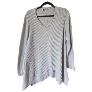 Beatrix Ost Womens XXL Tunic VNeck Sharkbite Asymmetrical Hem Sweater Lagenlook